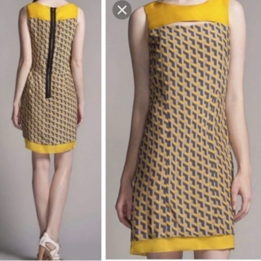 Rag & Bone Chelsea Yellow/blue Organza Sleeveless 100% Silk Mini Dress Sz 2